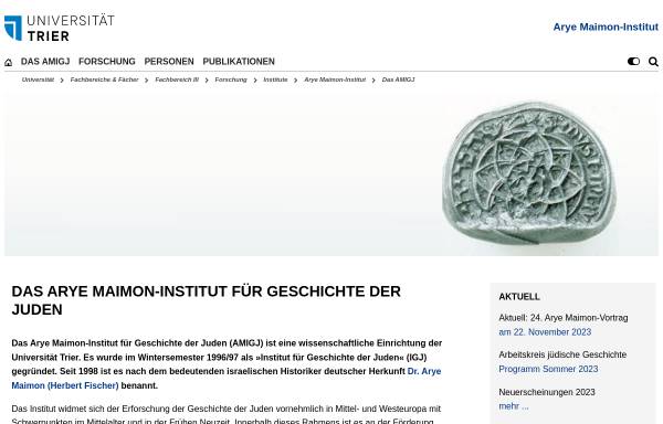 Vorschau von www.uni-trier.de, Arye-Maimon-Institut für die Geschichte der Juden Trier
