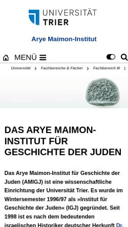 Vorschau der mobilen Webseite www.uni-trier.de, Arye-Maimon-Institut für die Geschichte der Juden Trier