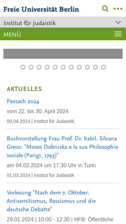 Vorschau der mobilen Webseite www.geschkult.fu-berlin.de, Institut für Judaistik FU Berlin