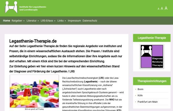 Vorschau von www.legasthenie-therapie.de, Legasthenie-Therapie durch Fachinstitute (ILT)