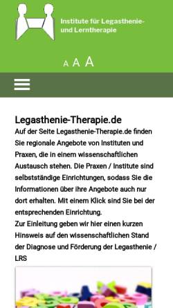 Vorschau der mobilen Webseite www.legasthenie-therapie.de, Legasthenie-Therapie durch Fachinstitute (ILT)