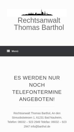 Vorschau der mobilen Webseite www.ra-barthol.de, Barthol Thomas