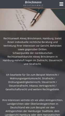 Vorschau der mobilen Webseite www.rechtsanwalt-hamburg-brinckmann.de, Brinckmann Alexej
