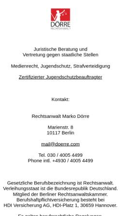 Vorschau der mobilen Webseite www.ra-doerre.de, Dörre Marko