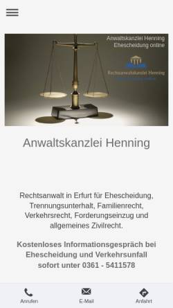 Vorschau der mobilen Webseite www.rechtsanwalt-henning.de, Anwaltskanzlei Henning