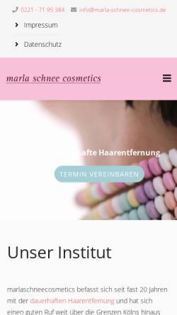Vorschau der mobilen Webseite www.marla-schnee-cosmetics.de, Marla Schnee Cosmetics - Lea Hackländer
