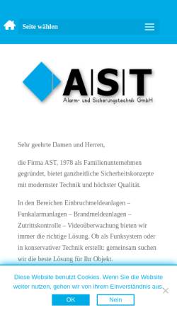 Vorschau der mobilen Webseite ast-hamburg.de, Alarm- und Sicherungstechnik GmbH