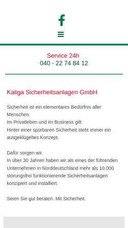 Vorschau der mobilen Webseite www.kaliga.de, Kaliga Sicherheitstechnik