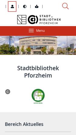 Vorschau der mobilen Webseite stadtbibliothek.pforzheim.de, Stadtbibliothek Pforzheim