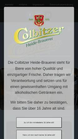 Vorschau der mobilen Webseite www.colbitzer-heidebrauerei.de, Colbitzer Heidebrauerei