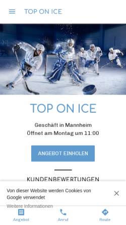 Vorschau der mobilen Webseite toponice.business.site, Top on Ice, Hockey & Inline