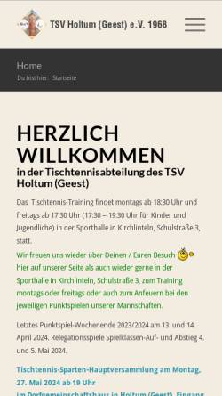 Vorschau der mobilen Webseite www.tsv-holtum-geest.de, TSV Holtum (Geest)