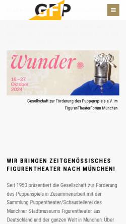 Vorschau der mobilen Webseite figurentheater-gfp.de, Gesellschaft zur Förderung des Puppenspiels e. V. München