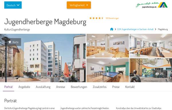 Vorschau von www.jugendherberge-magdeburg.de, Jugendherberge Magdeburg