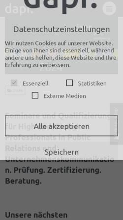 Vorschau der mobilen Webseite www.dapr.de, DAPR Deutsche Akademie für Public Relations GmbH