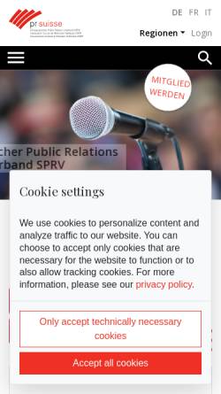 Vorschau der mobilen Webseite prsuisse.ch, SPRI Schweizerisches Public Relations Institut