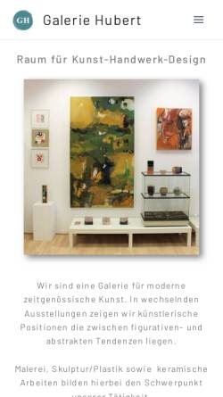 Vorschau der mobilen Webseite www.galerie-hubert.de, Armin Hubert - Galerie und Alelier