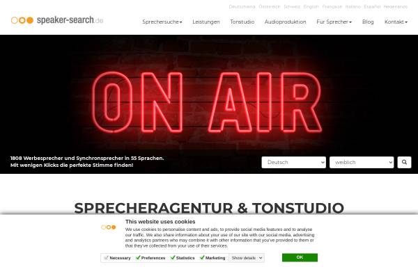 Vorschau von www.speaker-search.de, speaker-search Sprecheragentur & Tonstudio GmbH