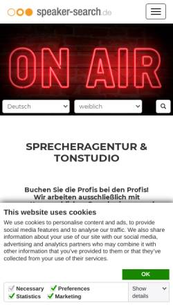 Vorschau der mobilen Webseite www.speaker-search.de, speaker-search Sprecheragentur & Tonstudio GmbH