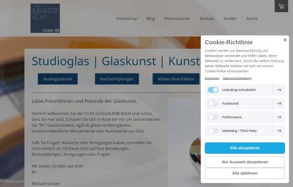 Vorschau von www.ccaa.de, CCAA GLASGALERIE KÖLN