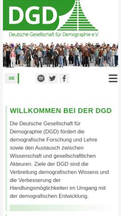 Vorschau der mobilen Webseite www.demographie-online.de, Deutsche Gesellschaft für Demographie e.V.
