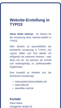 Vorschau der mobilen Webseite www.rieke-internet.de, Oliver Rieke