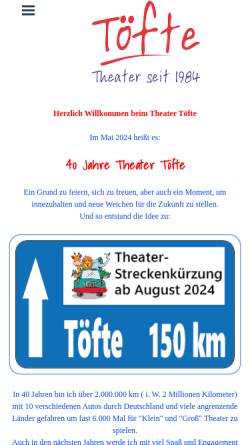 Vorschau der mobilen Webseite www.toefte.de, Theater Töfte