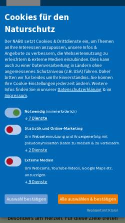 Vorschau der mobilen Webseite niedersachsen.nabu.de, NABU Landesverband Niedersachsen