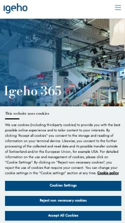 Vorschau der mobilen Webseite www.igeho.ch, Igeho - MCH Messe Schweiz (Basel) AG