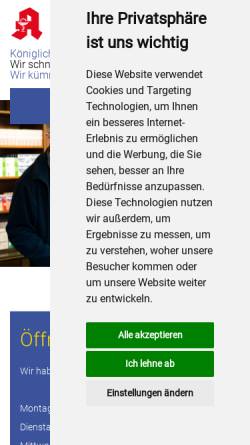 Vorschau der mobilen Webseite www.apotheke-leck.de, Königlich privilegierte Apotheke