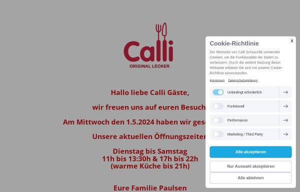 Vorschau von www.calli-schaschlik.de, Restaurant Zum Schaschlik