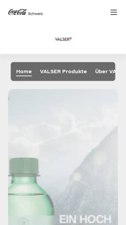 Vorschau der mobilen Webseite www.valser.ch, Valser Mineralquellen AG