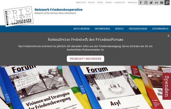 Vorschau von www.friedenskooperative.de, FriedensForum
