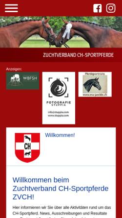 Vorschau der mobilen Webseite www.swisshorse.ch, Zuchtverband CH-Sportpferde