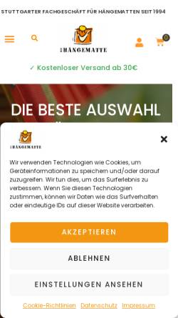 Vorschau der mobilen Webseite www.die-haengematte.de, Die Hängematte, Inh. Ulrike Wiedemann
