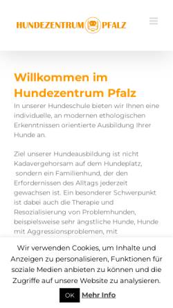 Vorschau der mobilen Webseite www.hundezentrumpfalz.com, Hundezentrum Pfalz