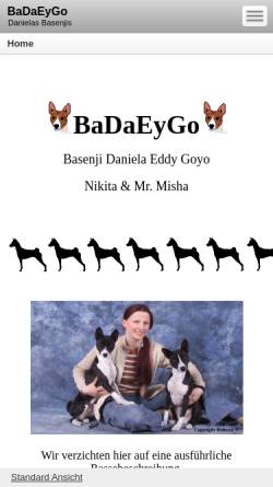 Vorschau der mobilen Webseite badaeygo.beepworld.de, BaDaEyGo - Basenji; Daniela; Eddy & Goyo