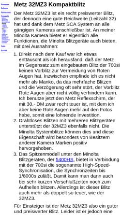 Vorschau der mobilen Webseite www.steffensiebert.de, Metz 32MZ3 Kompaktblitz