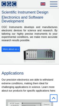 Vorschau der mobilen Webseite www.cgc-instruments.com, CGC Instruments, Inh. Dr. Iva Cermakova