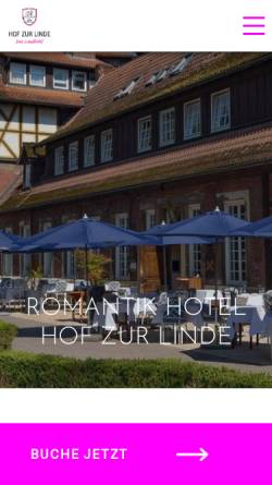 Vorschau der mobilen Webseite www.hof-zur-linde.de, Romantik Hotel und Restaurant 