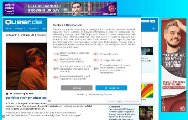 Vorschau von www.queer.de, Queer - das schwule Online-Magazin