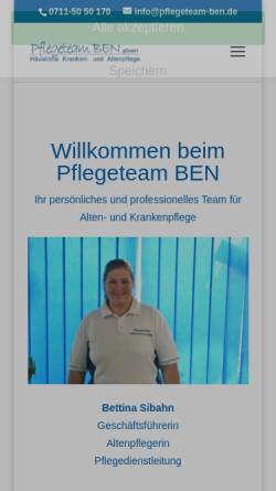 Vorschau der mobilen Webseite www.pflegeteam-ben.de, Pflegeteam BEN