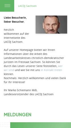 Vorschau der mobilen Webseite www.lacdj-sachsen.de, Landesarbeitskreis Christlich Demokratischer Juristen im Freistaat Sachsen