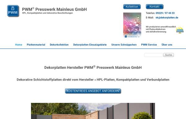 Vorschau von www.dekorplatten.de, Presswerk Mainleus GmbH