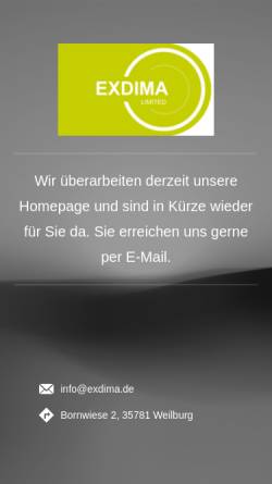 Vorschau der mobilen Webseite www.exdima.de, Exdima Limited