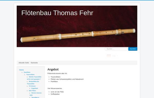 Vorschau von www.floetenbau.ch, Flötenbau Thomas Fehr