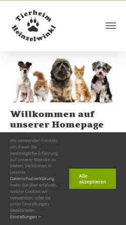 Vorschau der mobilen Webseite tierheim-landshut.de, Tierschutzverein Landshut