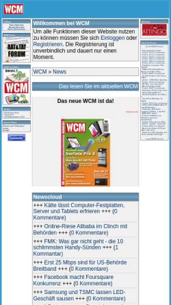 Vorschau der mobilen Webseite www.wcm.at, WCM - Computerzeitung für Österreich
