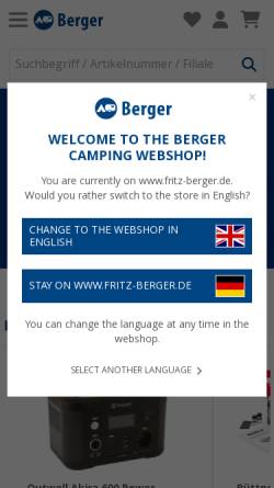 Vorschau der mobilen Webseite www.fritz-berger.de, Grafik Berger