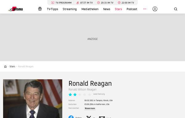 Vorschau von www.prisma.de, Reagan, Ronald